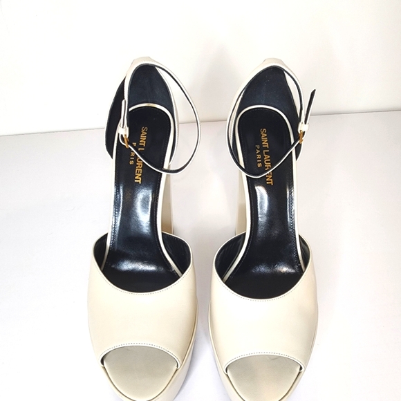 Yves Saint Laurent Jodie 95 Open Toe Heel Platform in Pearl Size 41 - Picture 2 of 7